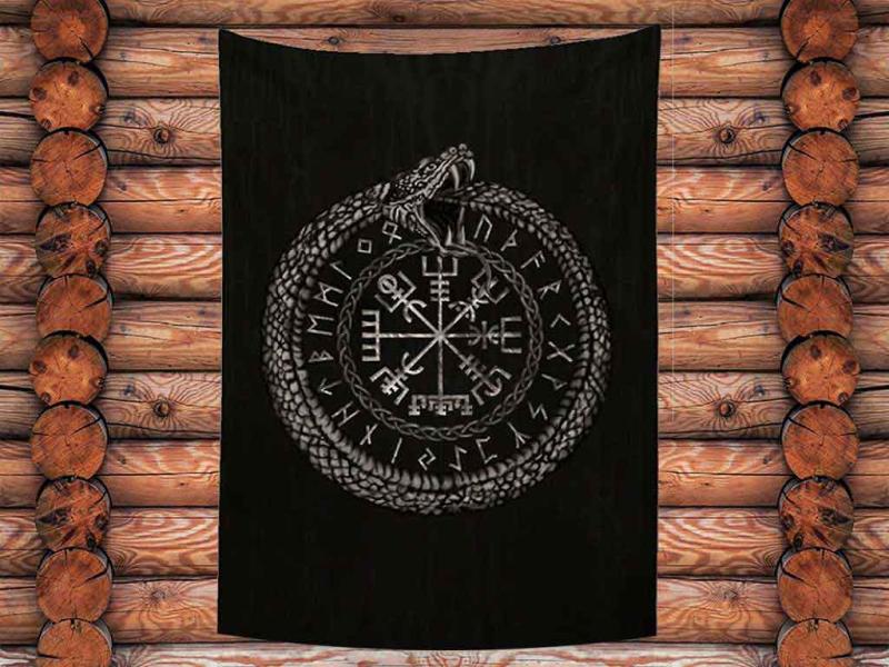 Wall cloth Vegvisir with rune circle